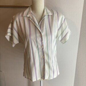 Vintage 80s/90s Pastel Short Sleeve Blouse